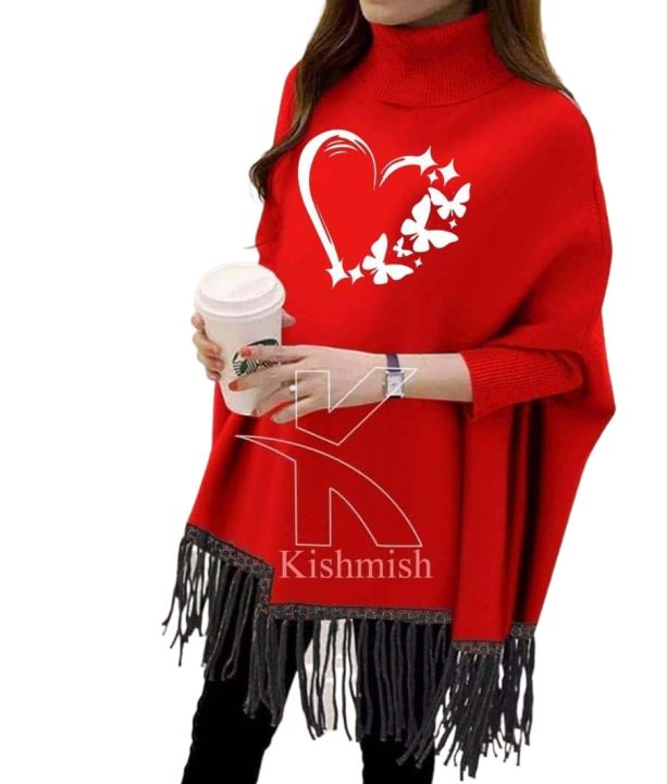 Women's%20Winter!%20Printed%20Fleece%20Poncho%20For%20Women%20Cute%20Heart%20And%20Butterflies%20Printed%20Poncho%20For%20Girls%20-%20Image%203
