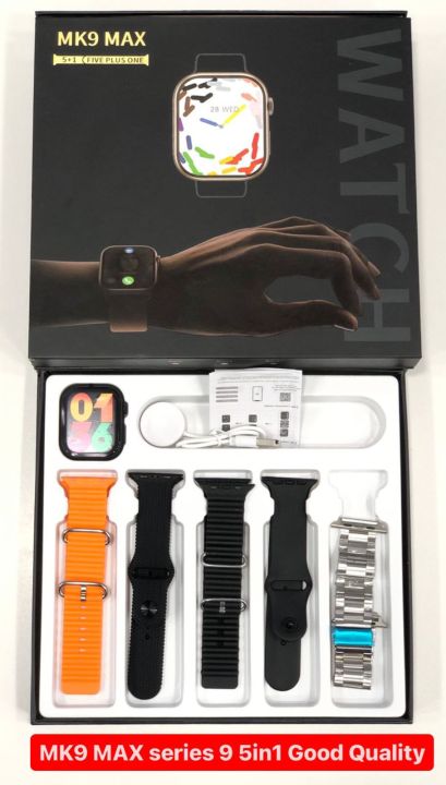 MK9 Max Series 9 Smart Watch, 5 in 1 Ultra, New one, Multiple sports modes, Heart rate monitoring, Blood oxygen monitoring, Sleep monitoring Call and message notifications, Smartwatch for Men and Women, Wireless Charging, 11 11 Sale, Best Price