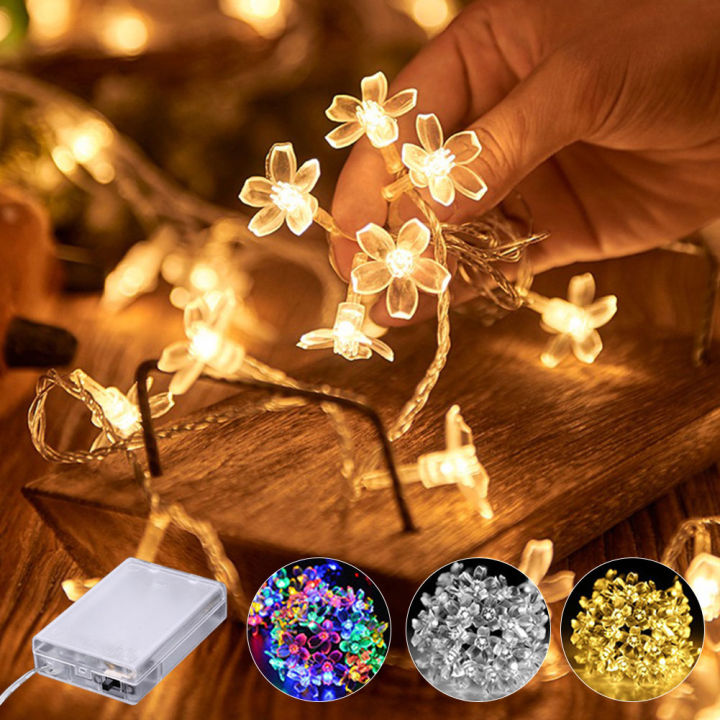 【AiBaby Store】(NEW)6m 40Lights Cherry Blossom Shaped LED Light String Warm Lights Home Party Lights