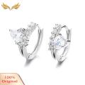 SuperRide Ear Clips Luxury Heart Shiny Cubic Zirconia Leverback Hoop Earrings. 