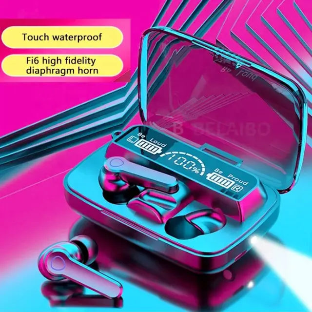 M19 TWS Wireless Earbuds Earphone Bluetooth Touch Control Wireless LED Display Touch Bluetooth 5.1 Headphones Cancelling Stereo Earbuds Pods