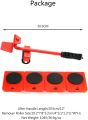 5 in 1 Heavy Furniture Moving Tool Kit Heavy Object Mover Portable Furniture Transport Lifter & Furniture Slider Moving House Cabinet Sofa Bed Desk 4 Wheeled Mover Roller 1 Wheel Bar Hand Tools Set - Red. 
