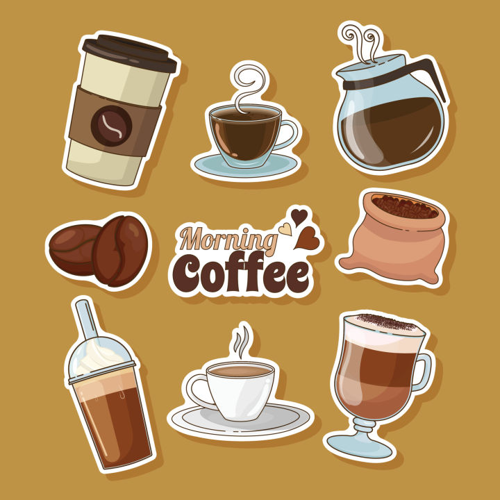 Pack of 9 - Coffee Stickers for your belongings - Creative Coffee ...