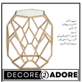 Decore To Adore Customize One Piece Geometric 20 1/2″ Wide Hexagon Accent Gold Color With Wood Top Table. 