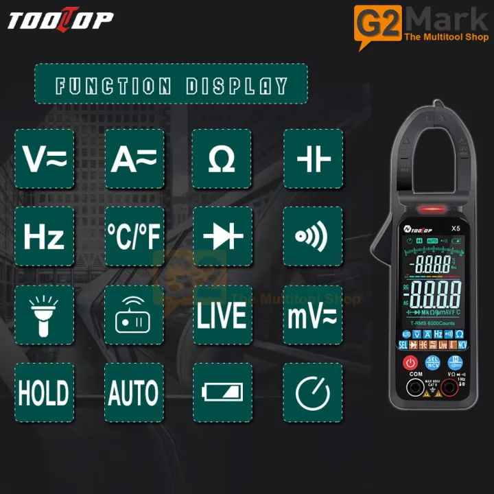TOOLTOP%20X5%20Handheld%20Clamp%20Meter%20LCD%20Display%20%E2%84%83/%E2%84%89%20Switch%20NCV%20AC%20Voltage%20%C3%87urrent%20Capacitance%20Detection%20with%20Flashlight%20-%20Image%202