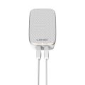 LDNIO A2204 2 in 1 12W Dual USB Interface Travel Charger Mobile Phone Charger with 8 Pin Data Cable, UK Plug. 