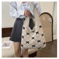 Polyester Crochet Tote Bag Soft Texture Knitted Handbag Bow Pattern Bag for Daily Use Market Shopping Beach Accessory Women's Fashion Casual Outing. 