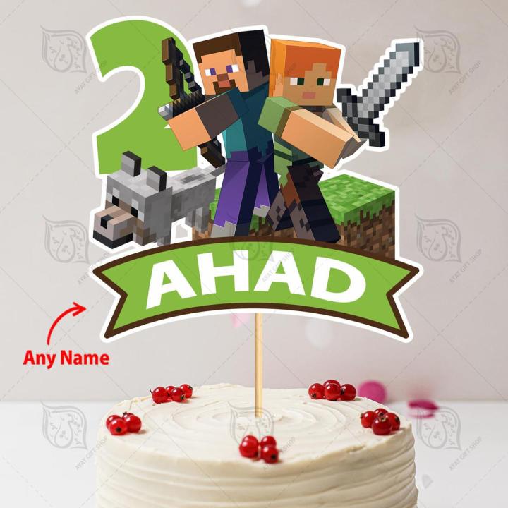 Minecraft Theme PERSONALISED Digital Cake toppers for Birthday Party Celebration & Perfect Birthday Gift