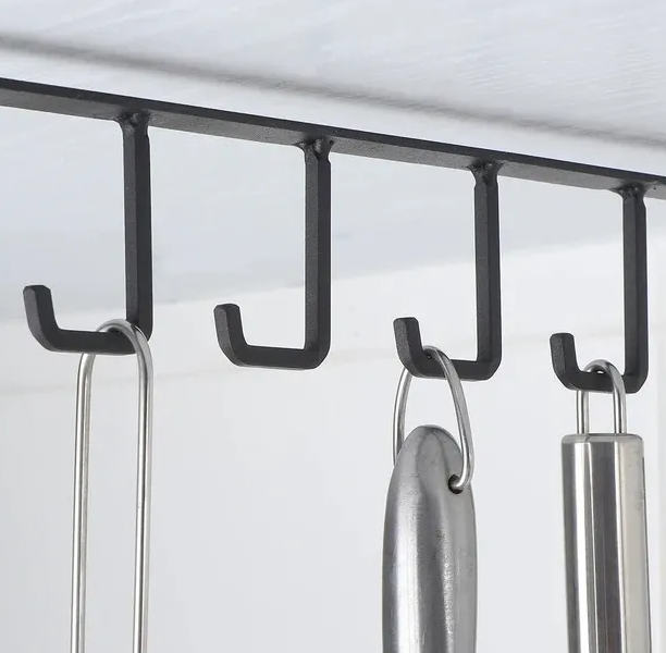 MTJ Metal 6 Hooks Tea Cup Mug Holder Under Shelf Hooks Cup Rack Mug ...