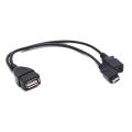 OTG Power Splitter Y Cable Micro USB Male to USB A Male Female Adapter Cord. 