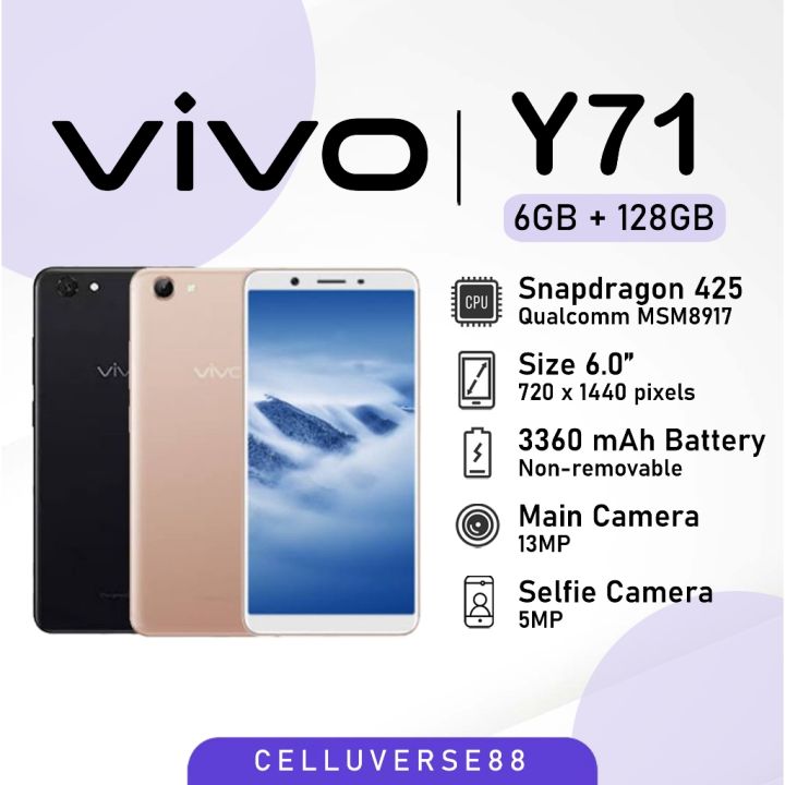 Imported ViVo y71 with Box Charger Handsfree Sim Eject Tool - 6/128 RAM ROM(Genuine 3/32) - Dual Sims IMEI Approved - Android 8 - Vivo Mobile - Vivo Phone - Mobile Phone on Installment - Budget Phone - 4G Mobile - Smart Phone