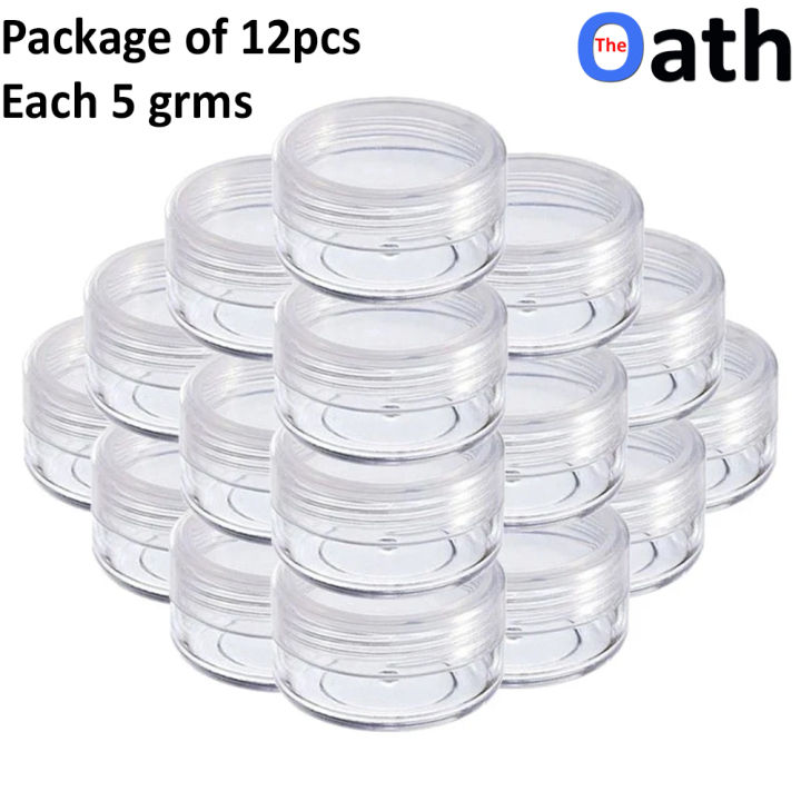 12pcs%205grams%20Empty%20Cosmetic%20Plastic%20Containers%20with%20Lid%20Clear%20for%20Cream%20Makeup%20Lotions%20Lip%20Balm%20Eyshadow%20Sample%20Glitter%20Storage,%20Mini%20Refillable%20Travel%20Jars%20Small%20-%20Image%207
