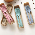 Food Fork Spoon Set Portable Eco-friendly Cutlery Set with Box Ideal for Students Office Workers in Southeast Asia. 