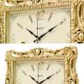 Hitco Square Antique Wall Clock - Unique Design Wall Clocks - Wall Clocks for Bedroom / Living Room / Decor - Square Clock Wall Stylish - Decorating Item - Golden Clock. 