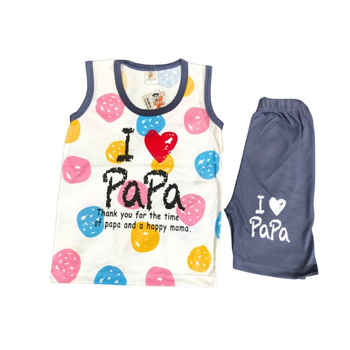 Baby%20Boy%20Cute%20Dress%20O%20Neck%20Round%20Neck%20Cotton%20Jersey%20Love%20Papa%20Printed%20Summer%20Collection%20Body%20Suit%20-%20Image%202