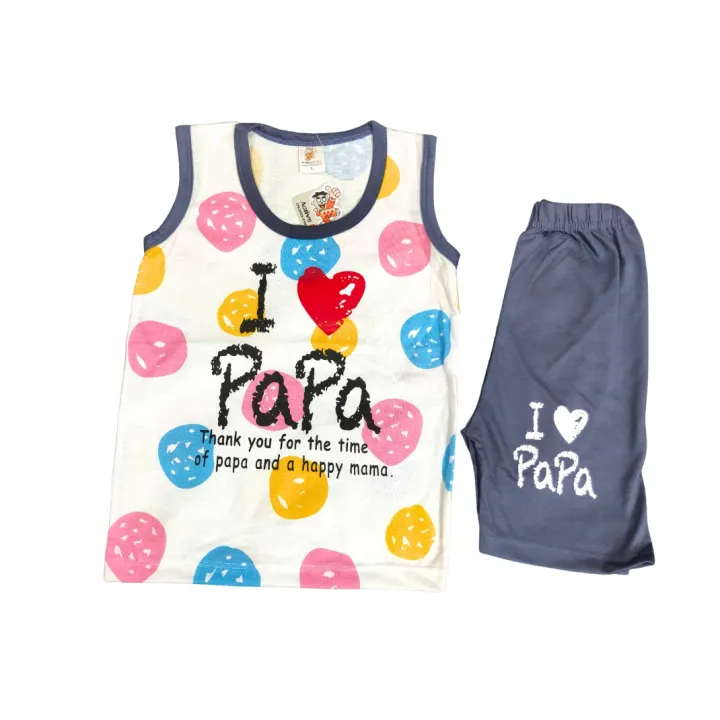 Baby%20Boy%20Cute%20Dress%20O%20Neck%20Round%20Neck%20Cotton%20Jersey%20Love%20Papa%20Printed%20Summer%20Collection%20Body%20Suit%20-%20Image%202