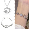 Hello Kitty Bracelet Kawaii Sanrio Diamond Cute Jewelry Anime Peripheral Necklace For Friend Girlfriend Birthday Jewelry Gift Qoddess. 