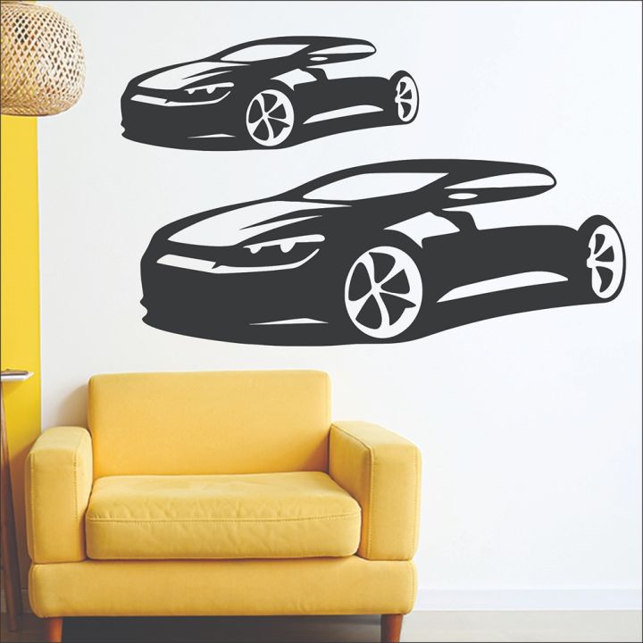 Sports Car Transport Wall Sticker Contour Line design F1 Race Car Extreme sport poster Self-adhesive Home Décor Removable