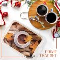 Premium Melamine Tray Set of 3 with Handles - Stylish Rectangular Design for Versatile Serving - Sizes 9x9, 11x11, 13x13 inches - Durable, Unbreakable, Easy to Clean - Ideal for Indoor & Outdoor Use - Perfect for Tea, Coffee, Breakfast, and More!. 