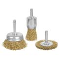 Wire Brush Wheel Wire Cup Brush Set Wire Brush Drill Bit Set Wire Drill Brush Set Rust Paint Cleaning Attachment - Brass Wire Wheel Cup Wheels Brass Wire Brush Brass Brush Wheel for Drill 1/4" Shank. 