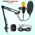 ORIGINAL BM800 Condenser Microphone KIT with & without V8 SoundCard for Studio Recording ~ Home Studio Setup for PodCasting, Live Streaming, Gaming, Singing, ASMR with Mic Suspension Scissor Arm, XLR Cable, Shock Mount and Pop Filter ~ By FunBug. 