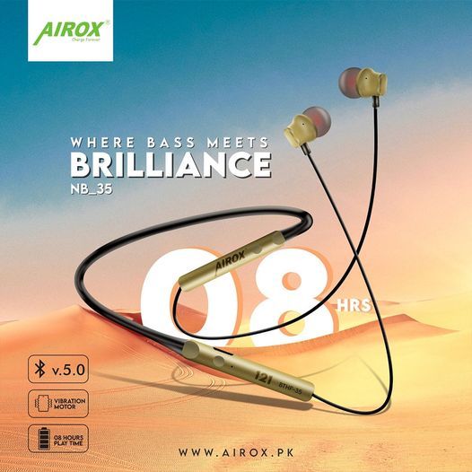 Original Airox BTHF-35 Neckband,Gaming Extra Bass Booster Earphone