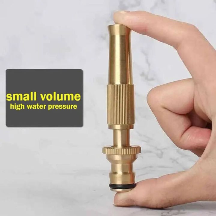 Brass Outdoor Sprinkler Power Sprayer Water Hose Attachment Outdoor Hose Nozzle for Hose Outdoor Hose Sprayer Power Wash Hose Attachment Copper Golden Adjustable Hose Nozzle