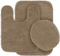 Premium Plush Bath Mat Set with Non-Slip Absorbent Texture - 3-Piece Contour and Toilet Lid Cover Bundle. 