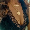 Gold Nameplate Necklace Egirl Stainless Steel Old English Font Necklace Babygirl Necklace For Sister. 