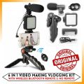 6 in 1 Video Making Vlogging Kit Tripod For Smartphone & Camera Vlog Kit - Mini LED Video Light, Extendable Phone Clip, Tripod with Adjustable Brightness For Live Stream Vlog Video Shooting Video Conference Selfie. 