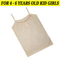 Pack of 3 Summer Soft Cotton Full Camisole For Little Girls Kids Long Shameez  Long Tank Tops Undershirt For Little Kids Girls (4 to 6 Years Old) - Skin/Black/White. 