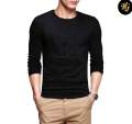 Black Plain Cotton Full Sleeves T Shirt For Unisex. 