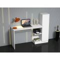 Multipurpose Home Office Computer Writing Desk with Side Shelves Modern Desk With Shelf White. 
