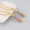 Fashion Barber Shop Pole 3D Barber Pole Chain Pendant Necklace Hip Hop Barber Hairdresser Gothic Necklace Jewelry. 