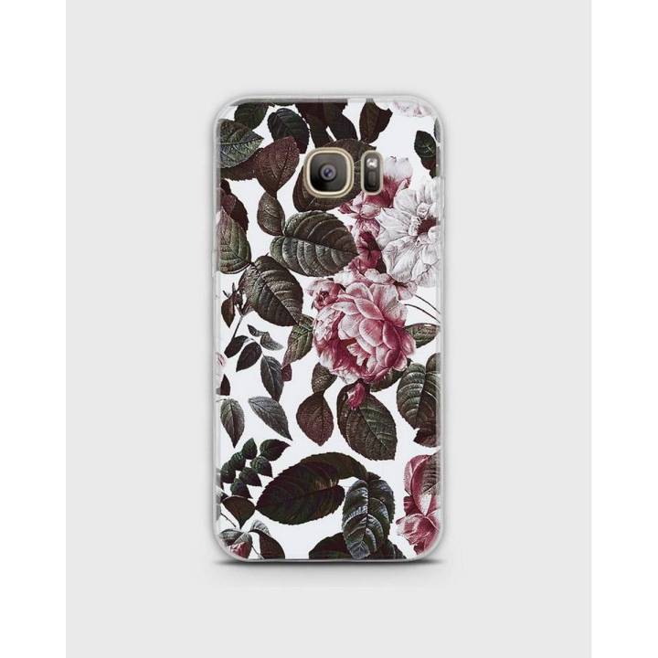 S7 Edge Case Cover Hybrid Soft- Samsung  Flower Pattern - 1Cover2365