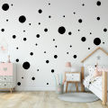 Black Polka Dots Wall Stickers Contemporary Circle Pattern for Bedroom and Living Room. 