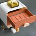 Wall-mounted 1-tier soap dispenser with convenient hanger- Versatile Wall-mounted box with drain tray. 