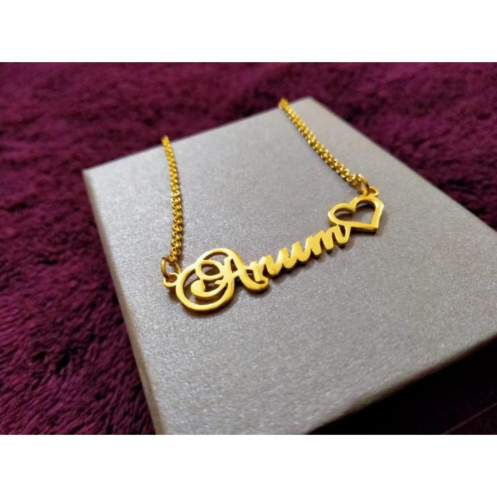 MirzaJee Simple Name Necklace Any Name Necklace 24K Gold Plated Any Name Custom Made Personalized Gift Necklace Heart For Men Women Daraz.pk