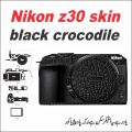nikon z30 camera skin black carbon fiber and black crocodile. 