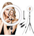 10(inch) 26cm Ring Light With Phone Holder & 3 Shades of Colours Only Ring light For Video Making Selfie Ring Light Photography Dimmable Makeup 26cm Ring Light Video Live 12w 5500k LED Fill Ring Lamp with Phone Holder USB Plug.. 