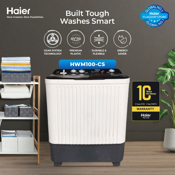 Haier 10 Kg- Twin Tub Semi Automatic Washing Machine- HWM 100 CS - 10 Years Brand Warranty