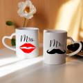 Custom Couple Mug Set, Mr Mrs Mugs. 