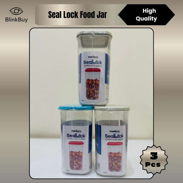 Seal Lock Crystal Airtight Jar with Colored Lid Premium Airtight Jar 750ml Storage Organizer Moisture-Proof Storage Jar for Spices, Dry Fruits & Snacks