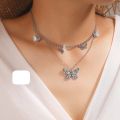 Vintage Style Butterfly Pendant Double Layer Necklace. 
