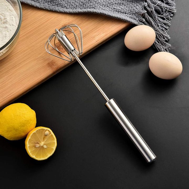 Stainless Steel Egg Beater Semi-Automatic & Stirring Rotating Whisker, Coffee Whisker, Hand Push Beater