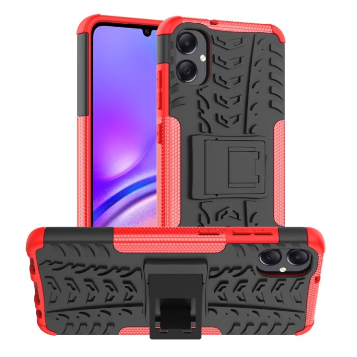 For Samsung Galaxy A05 4G Tire Texture TPU + PC Phone Case with Holder