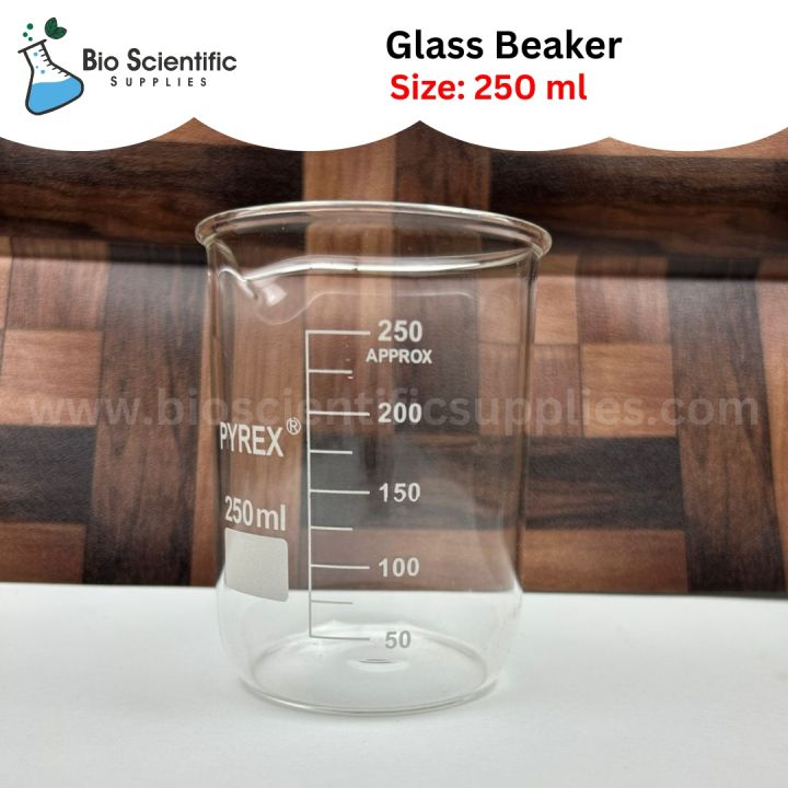 Glass%20Beaker%20250%20ml%20Pyrex,%20Low%20Form%20Griffin,%20Borosilicate%203.3%20Glass,%20marking%20Scale,%20Graduated.%20Glass%20Beaker%20High%20Quality,%20Laboratory%20use%20-%20Image%203