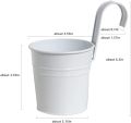 2 PCS Hanging Flower Pots, Plant Hanger Metal Iron Flower Holders Bucket Railing Hanging Planters for Indoor Outdoor Balcony Garden Planter Wall Fence with Detachable Hook Home Décor, Robust Hanging Pot with Hook. 