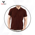 Basic Dark Brown Polo T-Shirts for Men - Short Sleeve Collar T-Shirts - High-Quality Plain Tees. 