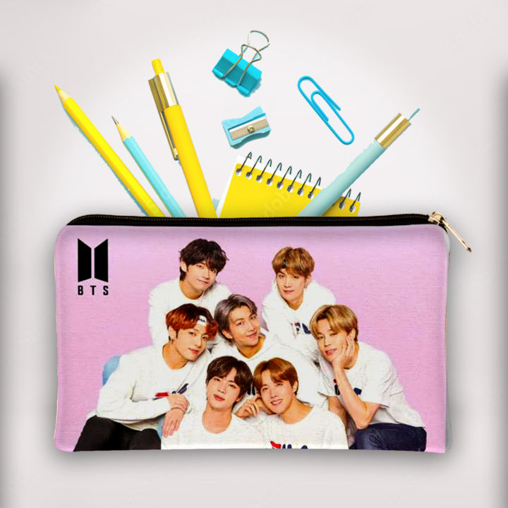 BTS Group Zipper Pouch For Army Fans Girls And Boys Multipurpose School Case